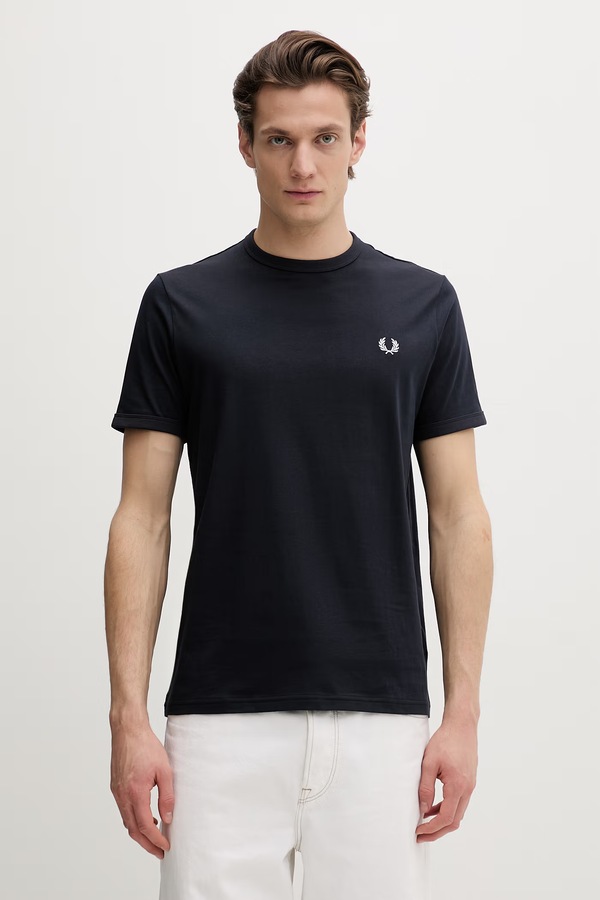 Бавовняна футболка Fred Perry колір синій