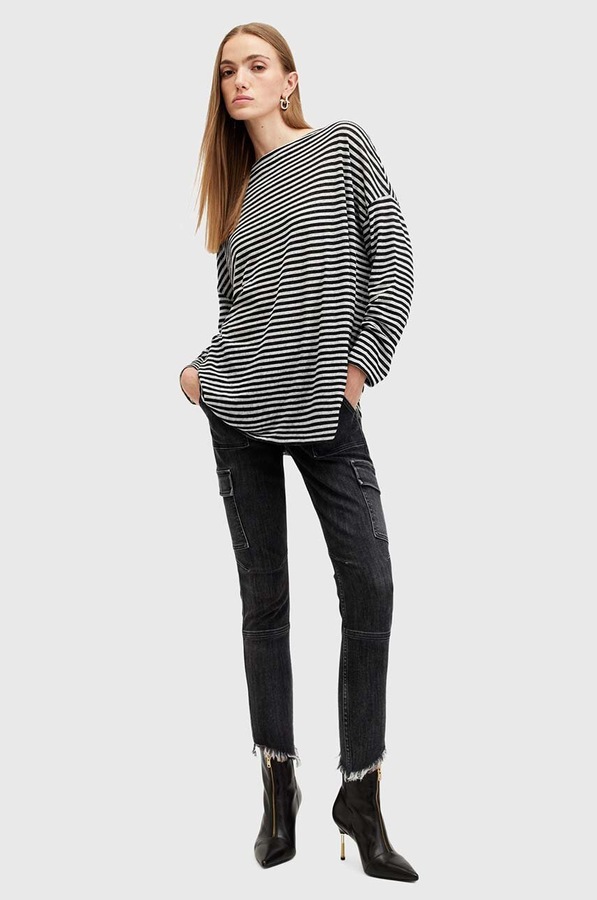 Блузка AllSaints RITA STRIPE TEE колір білий фото 4