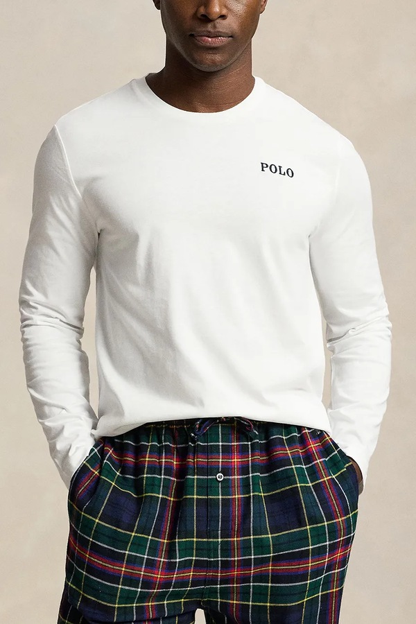 Роздільна піжама чоловіча бавовняна Polo Ralph Lauren колір білий фото 2