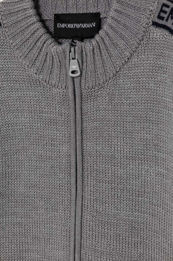 Дитячий вовняний кардиган Emporio Armani колір сірий фото 3