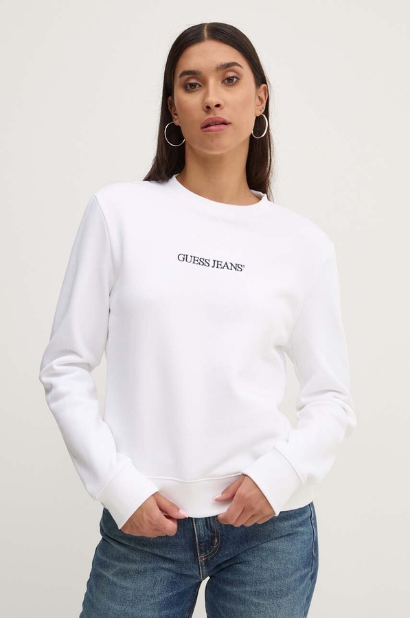 Кофта жіноча з бавовною Guess Jeans колір білий