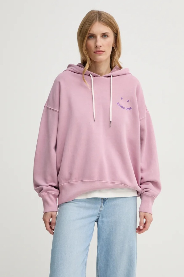 Кофта с капюшоном женская хлопковая PS Paul Smith цвет фиолетовый