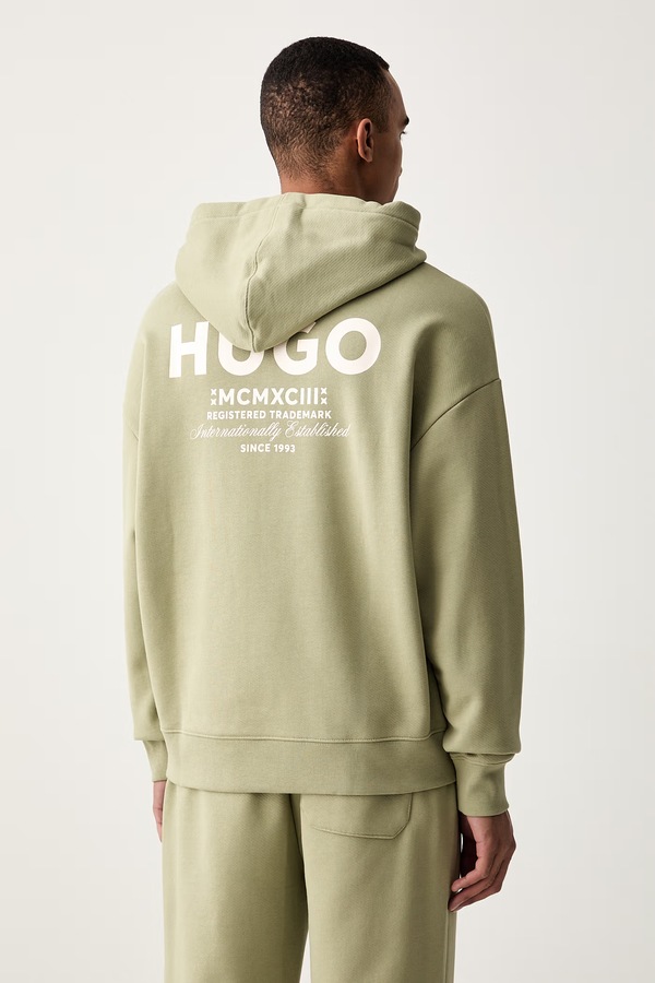 Кофта с капюшоном мужская хлопковая HUGO Blue Nazardo цвет бежевый фото 2