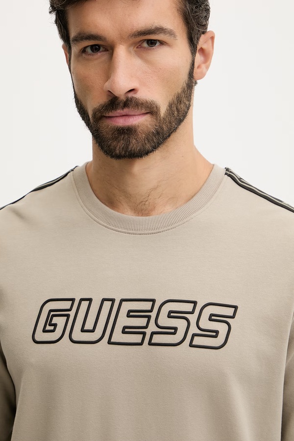 Кофта чоловіча з бавовною Guess ARLO колір бежевий фото 4