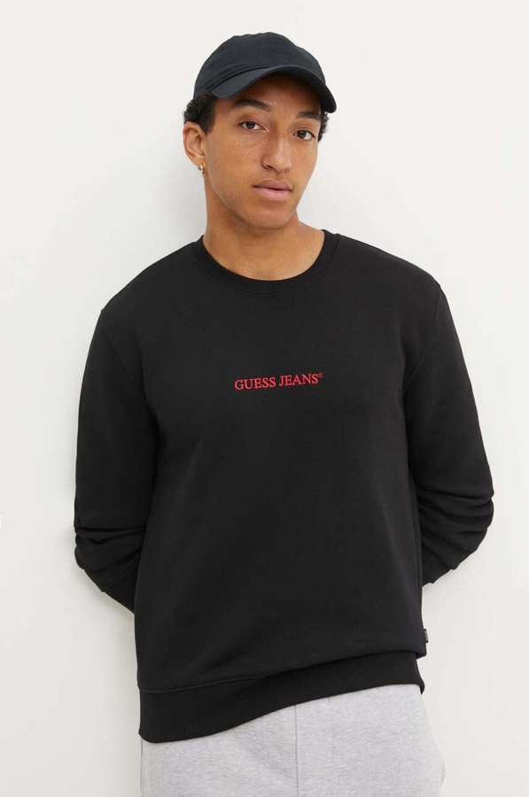 Кофта чоловіча з бавовною Guess Jeans колір чорний