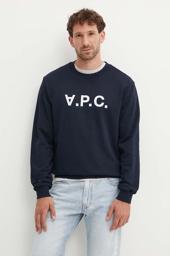 Хлопковая кофта A.P.C. sweat standard grand vpc GOTS цвет синий