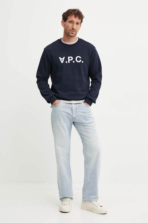 Хлопковая кофта A.P.C. sweat standard grand vpc GOTS цвет синий