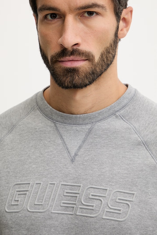 Кофта чоловіча з бавовною Guess колір сірий фото 4