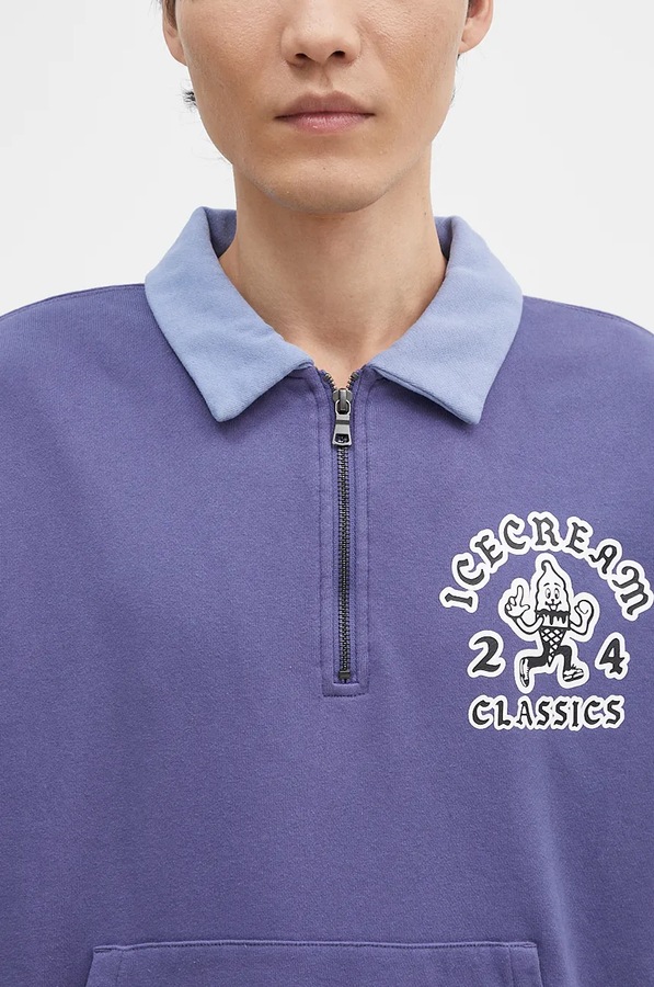 Бавовняна кофта Icecream Cone Man Quarter Zip колір фіолетовий фото 4