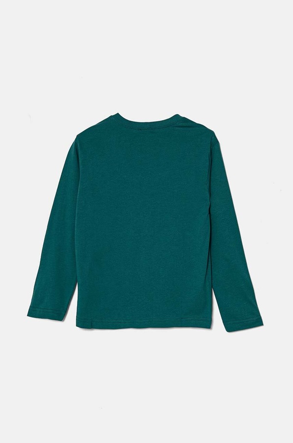 Детский хлопковый лонгслив United Colors of Benetton цвет зеленый