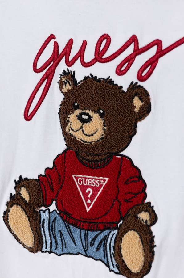 Детский хлопковый лонгслив Guess цвет белый фото 2