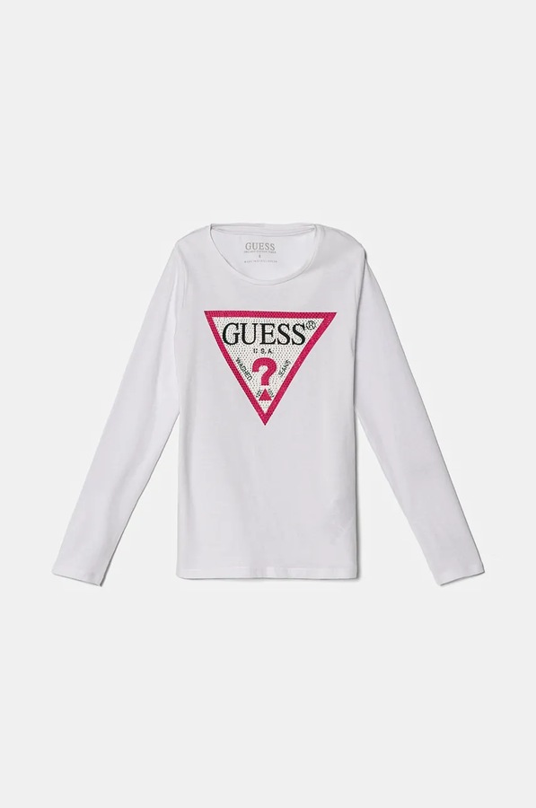 Дитячий лонгслів Guess колір білий