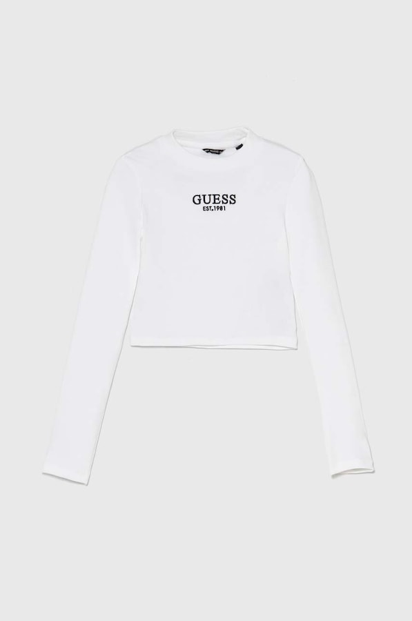 Дитячий лонгслів Guess колір білий