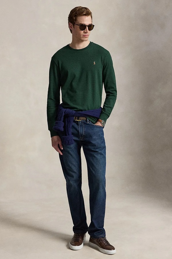 Лонгслів чоловічий бавовняний Polo Ralph Lauren колір зелений фото 2