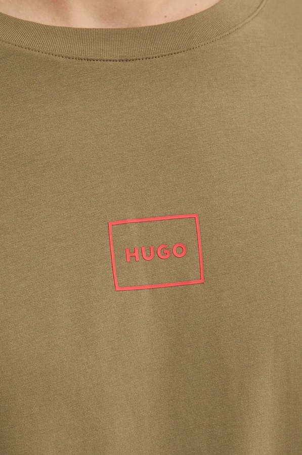 Лонгслів лаунж HUGO Laze Longsleeve колір зелений фото 4
