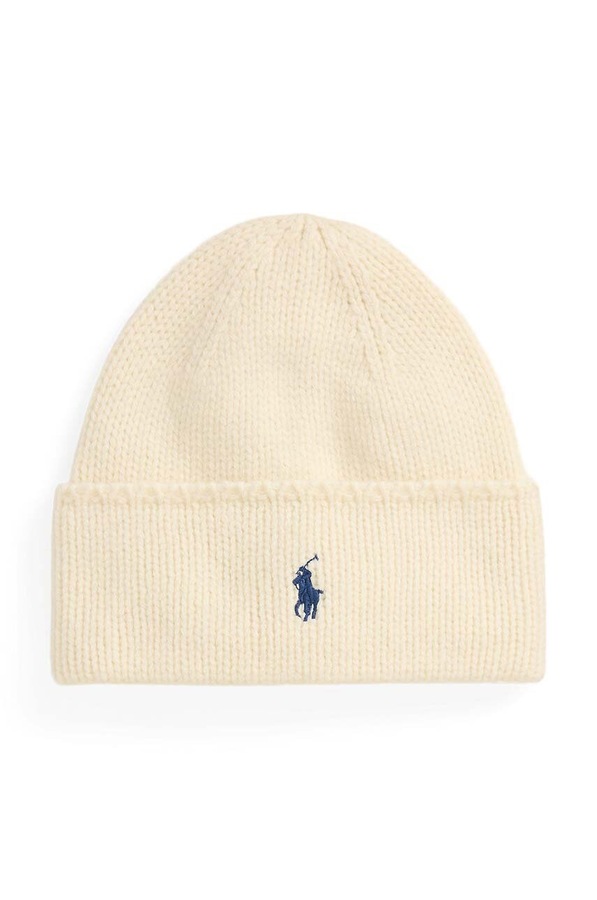 Шапка beanie женская из мериносовой шерсти Polo Ralph Lauren цвет бежевый фото 2