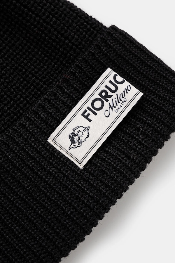 Шапка з домішкою вовни Fiorucci Knit Logo Beanie колір чорний
