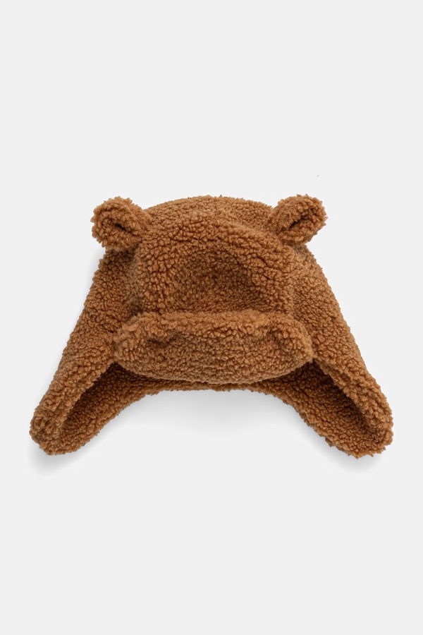 Дитяча шапка UGG FLUFF TRAPPER колір коричневий фото 2