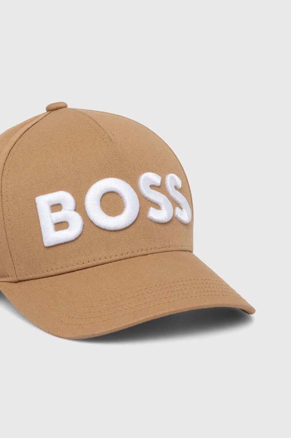 Бавовняна бейсболка BOSS колір бежевий