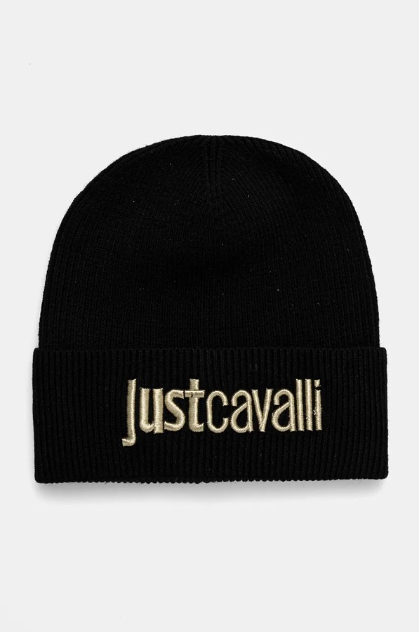 Шапка з домішкою вовни Just Cavalli колір чорний