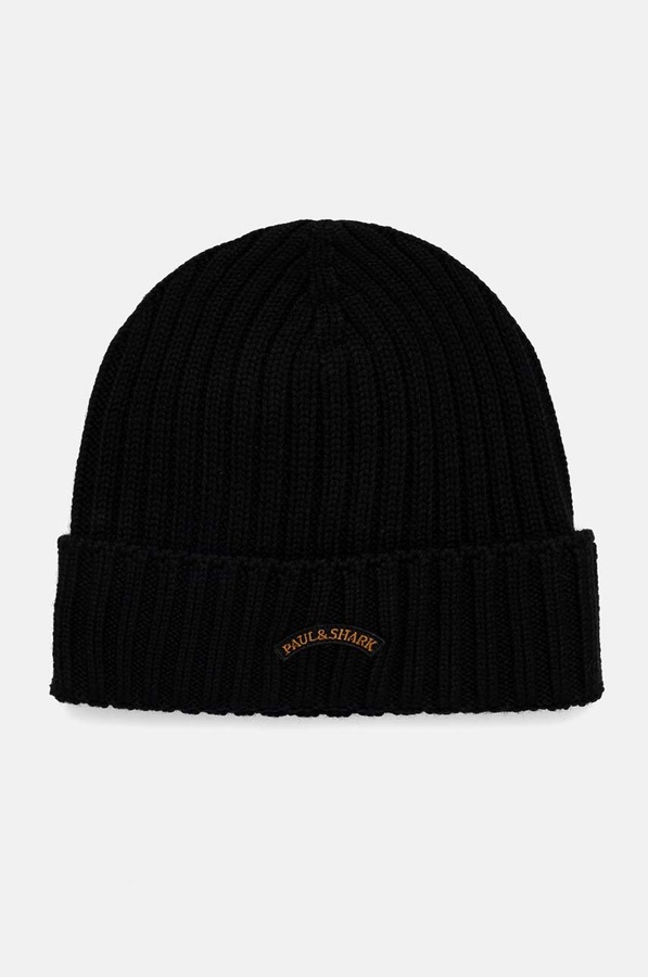 Шапка beanie чоловіча вовняна Paul&Shark колір чорний