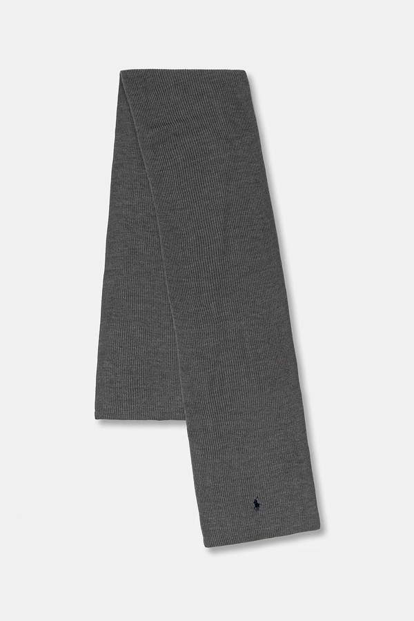Шапка та шарф чоловіча вовняна Polo Ralph Lauren колір сірий фото 2
