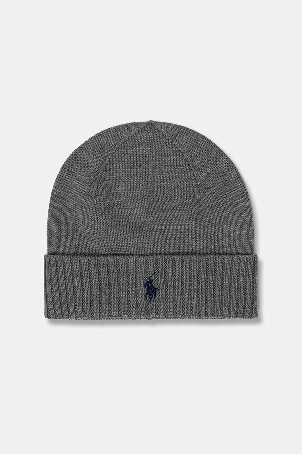 Шапка та шарф чоловіча вовняна Polo Ralph Lauren колір сірий фото 4