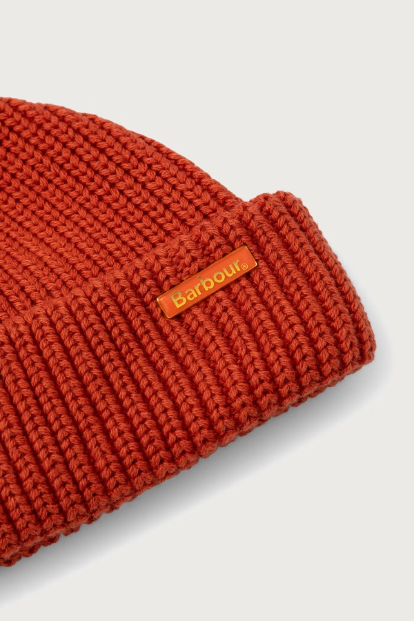 Шапка чоловіча бавовняна Barbour Mosely Beanie колір помаранчевий фото 3