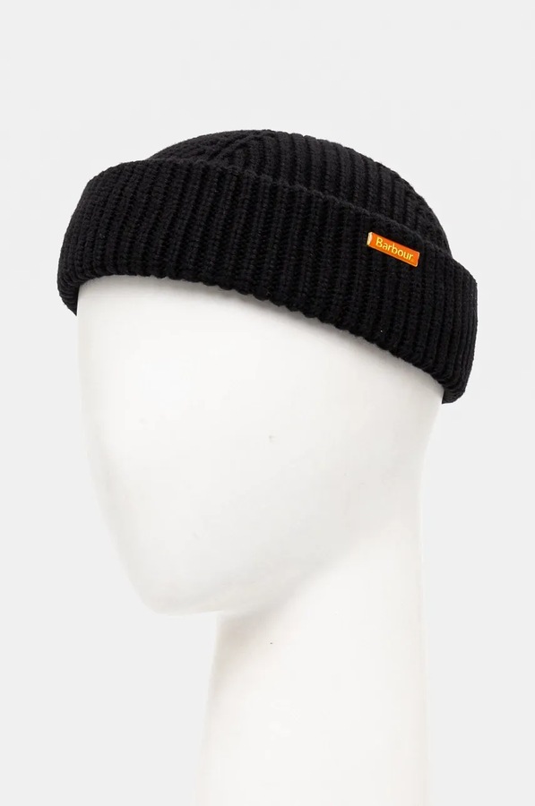 Шапка чоловіча бавовняна Barbour Mosely Beanie колір чорний фото 2
