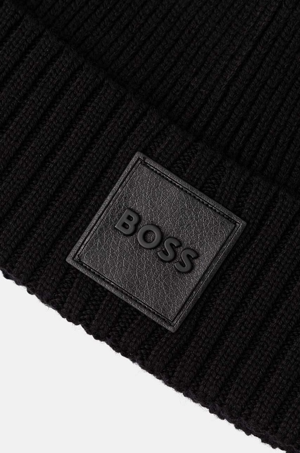 Шерстяная шапка BOSS Flavio цвет черный