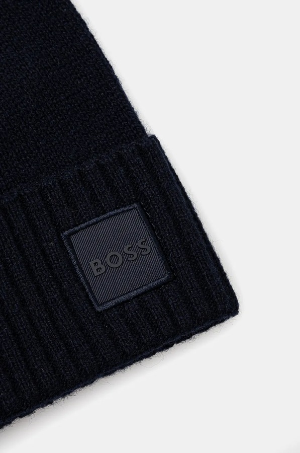 Шапка beanie чоловіча з вовною BOSS Orange Akaio_R_Hat колір темно-синій фото 2