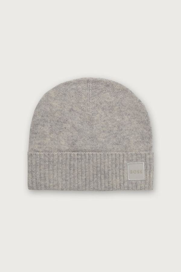 Шапка beanie мужская с шерстью BOSS Orange Akaio_R_Hat цвет серый