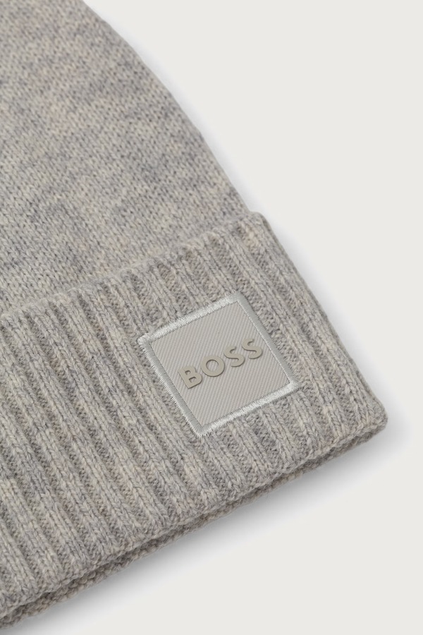 Шапка beanie мужская с шерстью BOSS Orange Akaio_R_Hat цвет серый фото 2