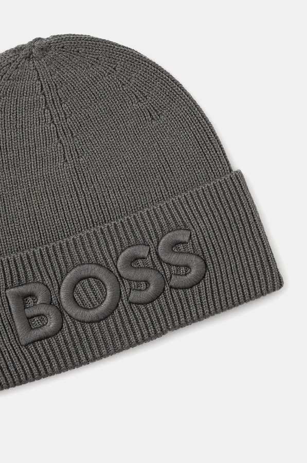 Шерстяная шапка BOSS Orange Afox_R цвет серый фото 2