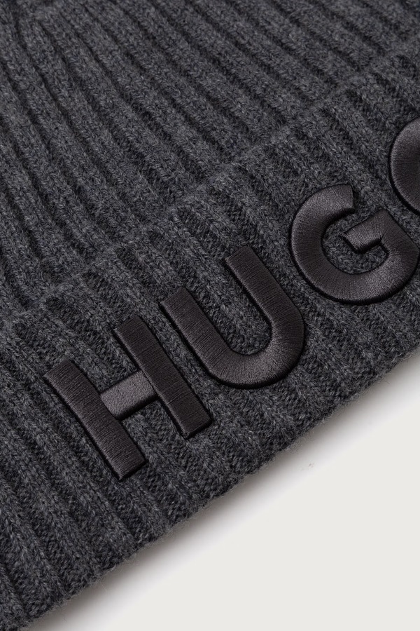 Шапка beanie мужская шерстяная HUGO Unisex-X565-7 цвет серый фото 2