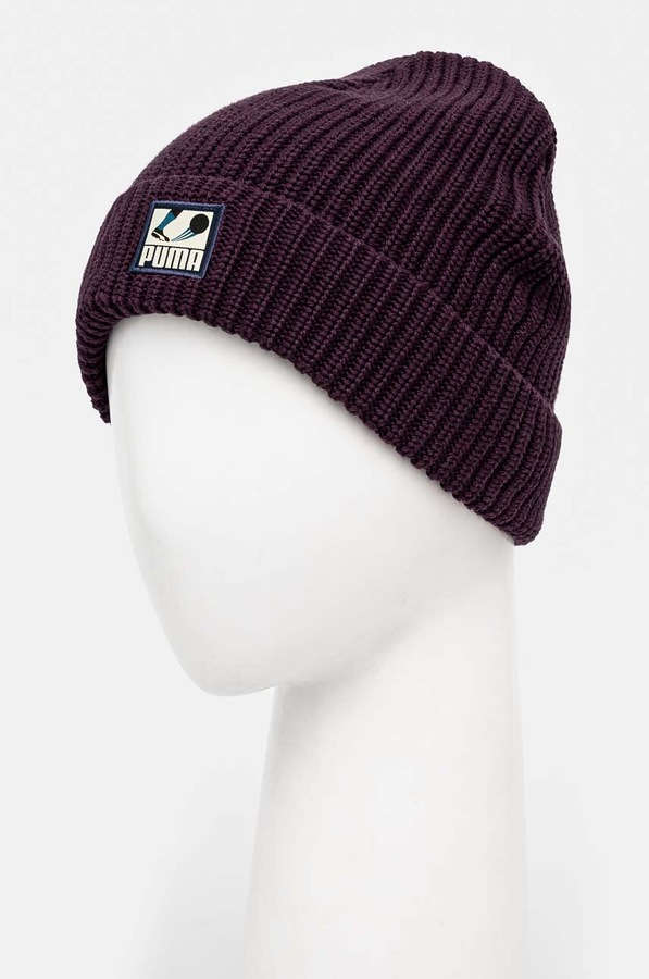 Бавовняна шапка Puma Classics Graphic Short Beanie колір фіолетовий фото 3
