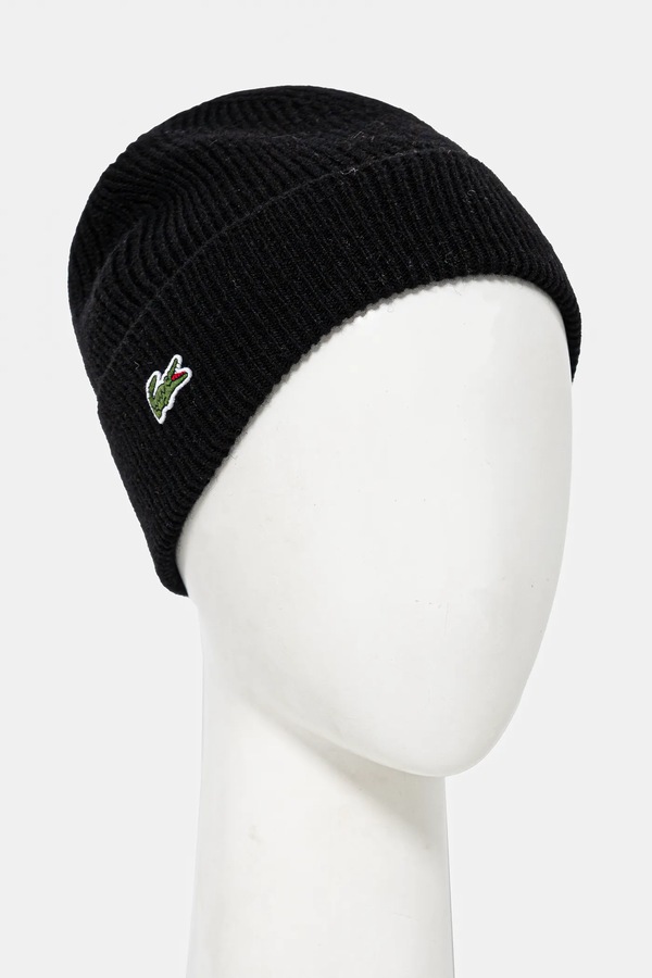 Шерстяна шапка і шарф Lacoste колір чорний фото 4
