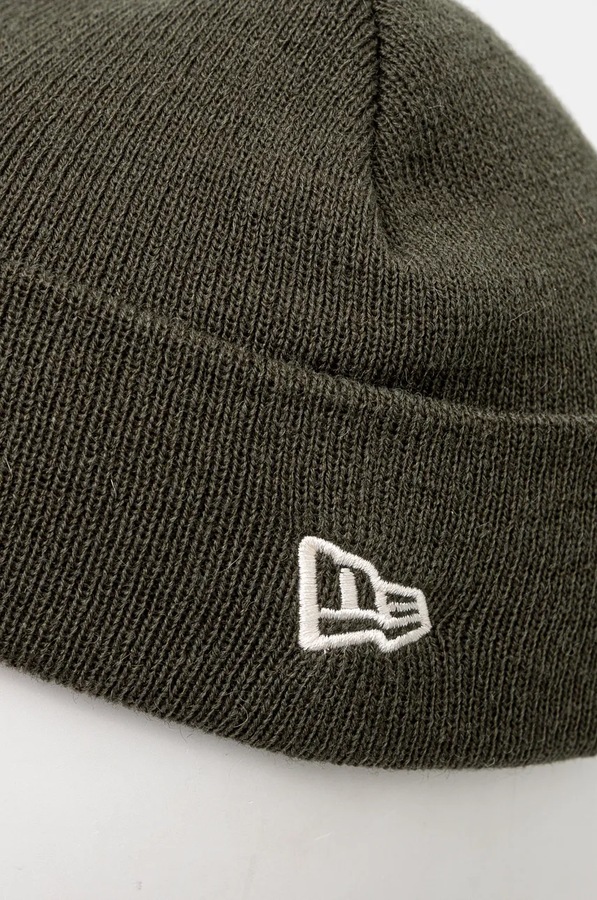 Шапка з домішкою вовни New Era SHORT CUFF KNIT колір зелений
