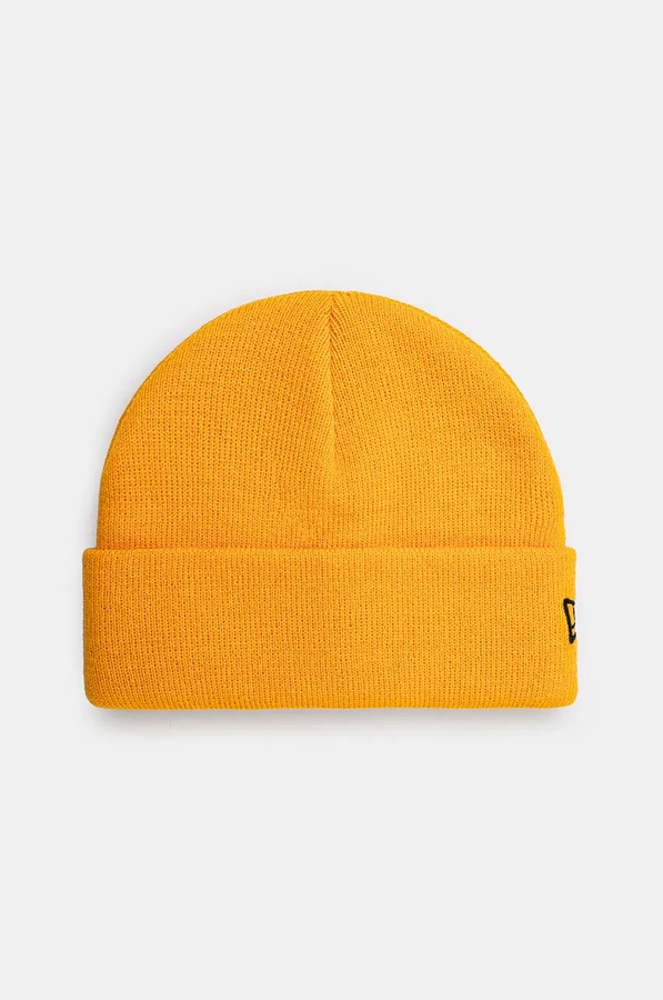 Шапка з домішкою вовни New Era SHORT CUFF KNIT колір помаранчевий