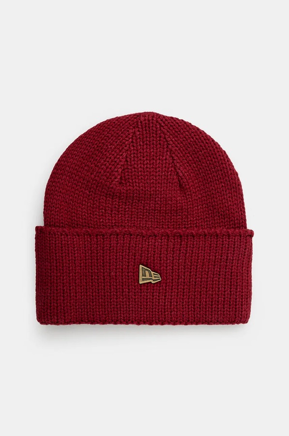 Шапка с примесью шерсти New Era WIDE CUFF BEANIE цвет бордовый