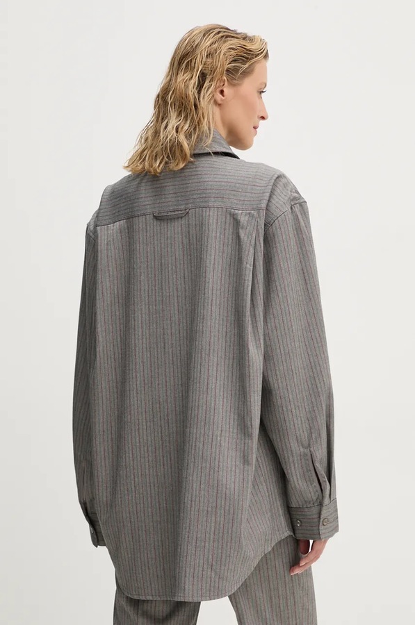 Сорочка Remain Herringbone Overshirt колір сірий фото 3