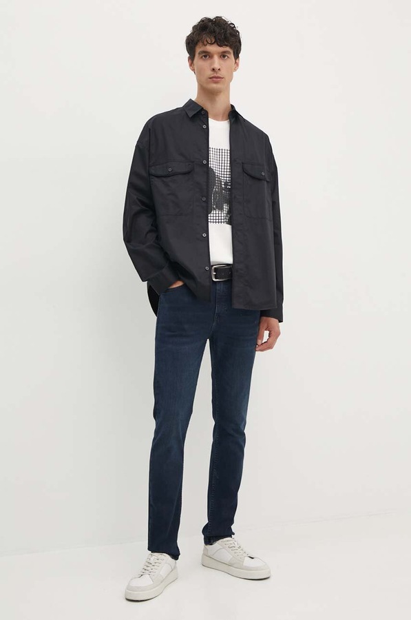 Бавовняна сорочка Armani Exchange колір чорний фото 3