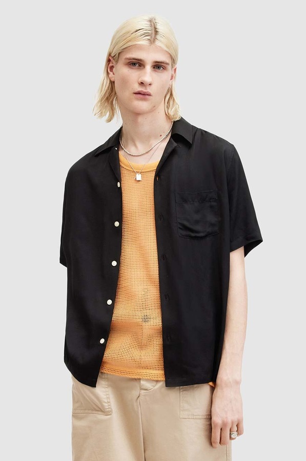 Сорочка AllSaints SUNSMIRK SS колір чорний