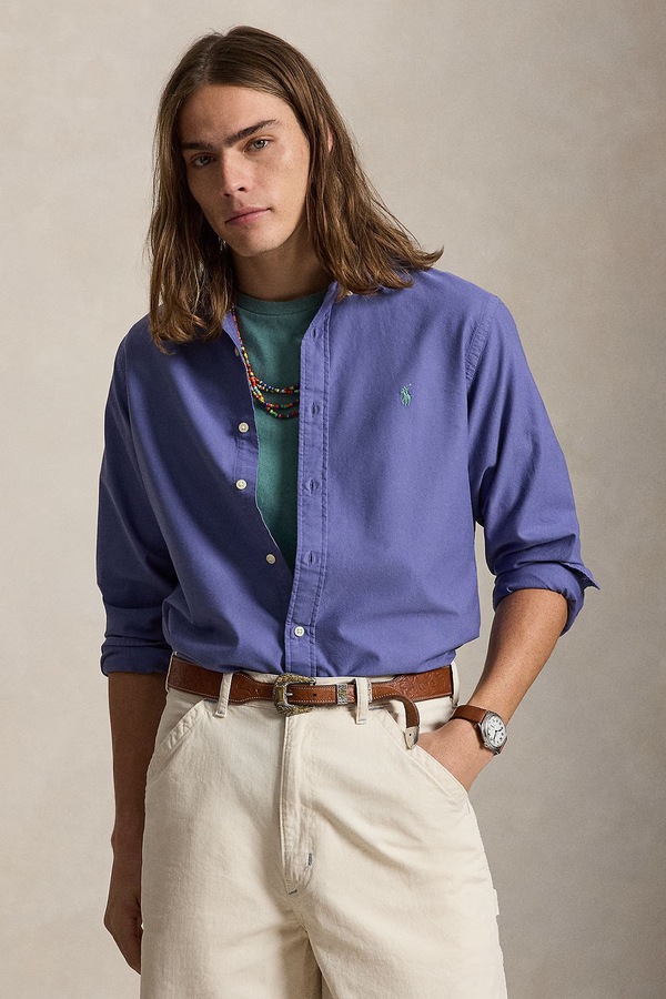 Сорочка чоловіча бавовняна Polo Ralph Lauren колір блакитний