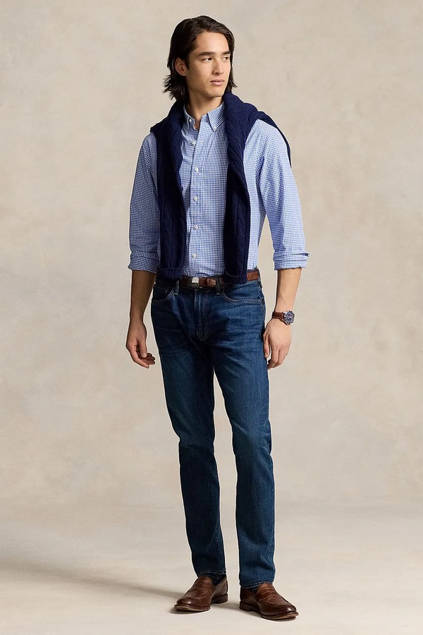 Сорочка чоловіча бавовняна з еластаном Polo Ralph Lauren колір блакитний фото 2