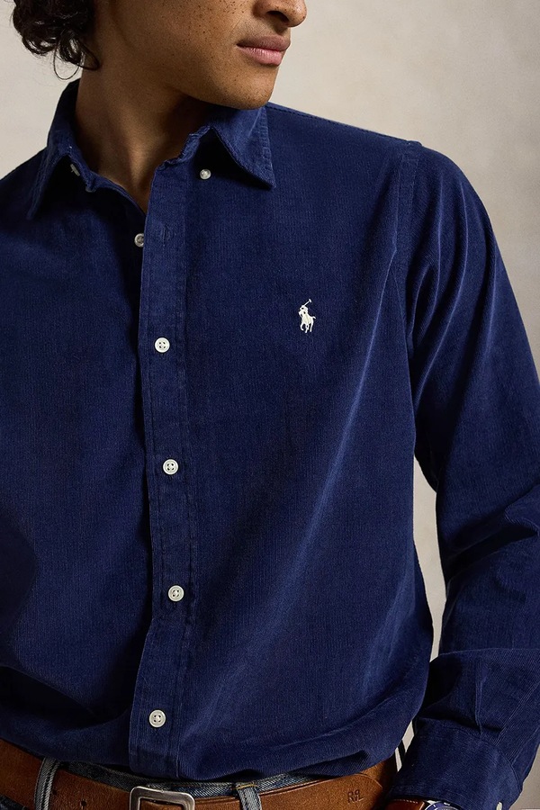 Сорочка чоловіча бавовняна Polo Ralph Lauren 21W Corduroy колір темно-синій фото 4