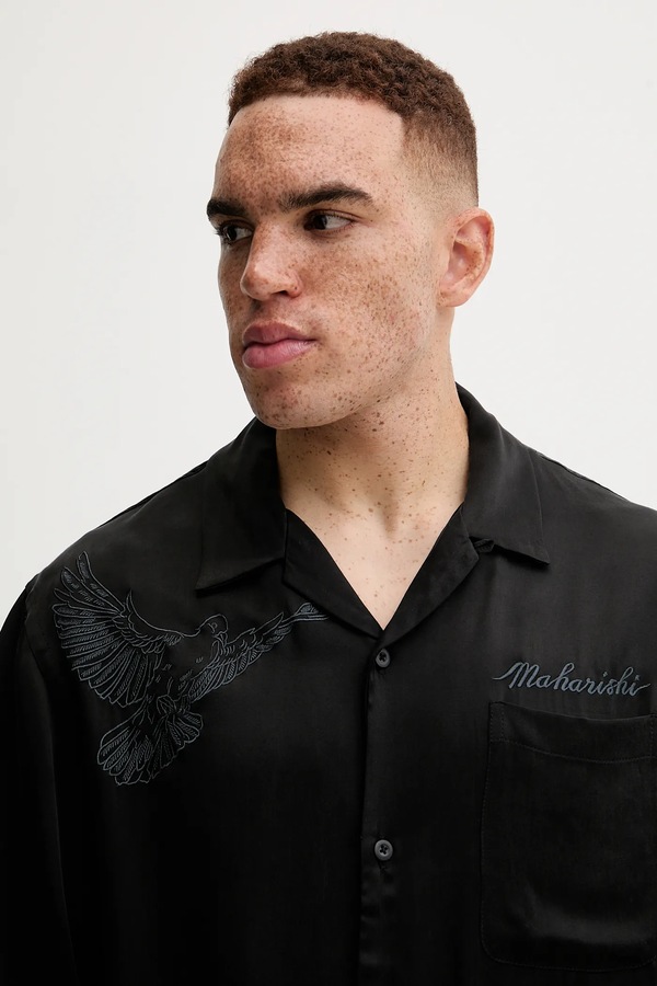 Сорочка Maharishi Peace Dove Embroidered Shirt колір чорний фото 4