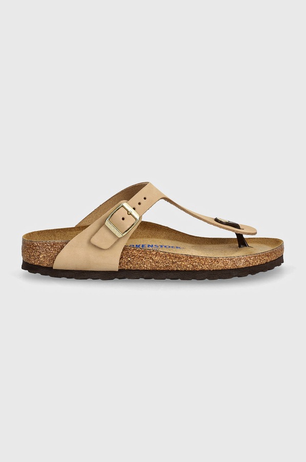 В'єтнамки з нубуку Birkenstock Gizeh SFB колір бежевий