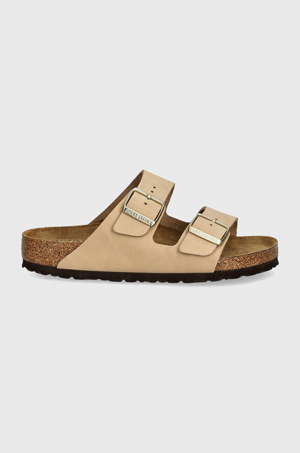 Шлепанцы из нубука Birkenstock Arizona SFB цвет бежевый
