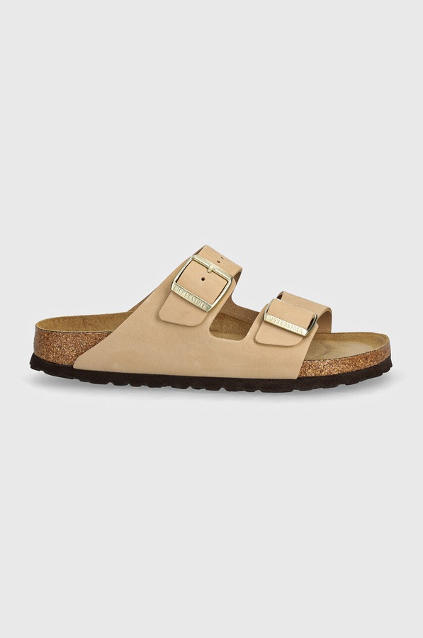 Шлепанцы из нубука Birkenstock Arizona SFB цвет бежевый